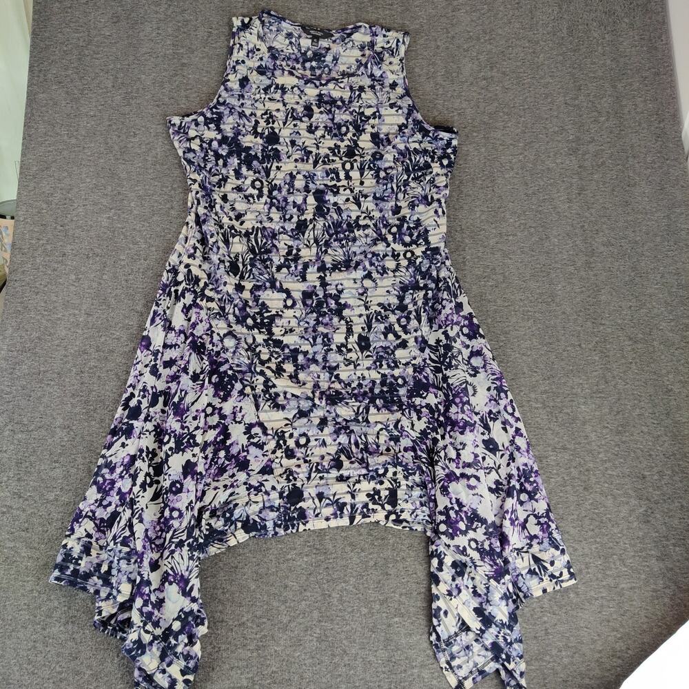 Lot of2 Simply Vera Wang Empire Waist Asym Flowy Dresses XL Black Purples Floral - Picture 7 of 7